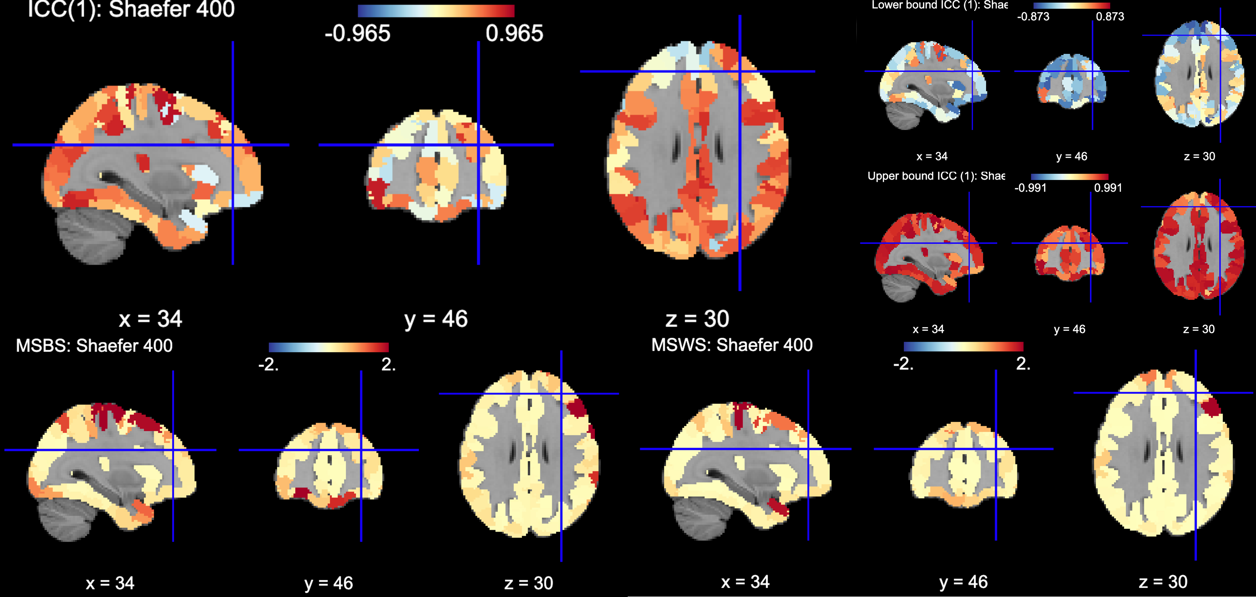 Figure 5: Estimates from roi_icc for Shaefer 400 Atlas on MSC data.